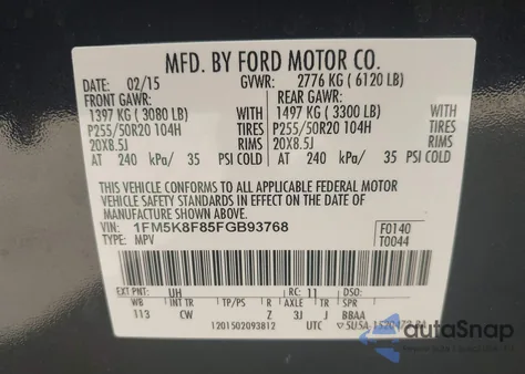 2015 Ford Explorer Limited z USA, uszkodzony, nr VIN 1FM5K8F85FGB93768